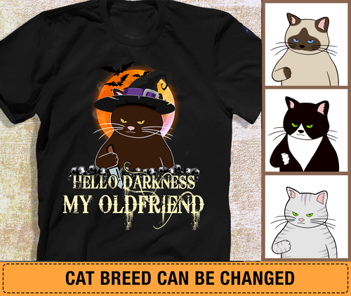 Hello Darkness My Old Friend Cat Personalized Shirt - TS074PS