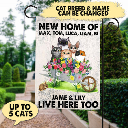 New Home Of Cats Personalized Garden Flag - GA008PS