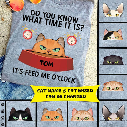 It's Feed Me O'Clock Cat Personalized Shirt - TS024PS