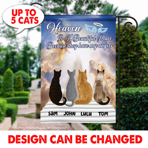 Heaven is A Beautiful Place Cat Personalized Garden Flag - GA017PS