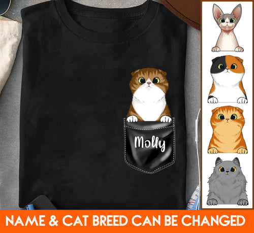 Cat Pocket Personalized Shirt - TS051PS