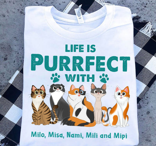 Life Is Purrfect With Cats Personalized Shirt