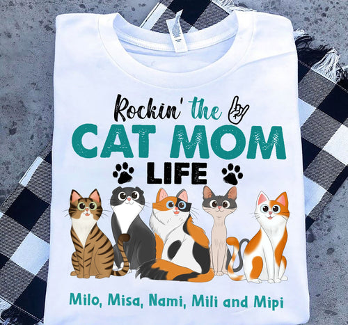 Rockin' The Cat Mom Life Personalized Shirt