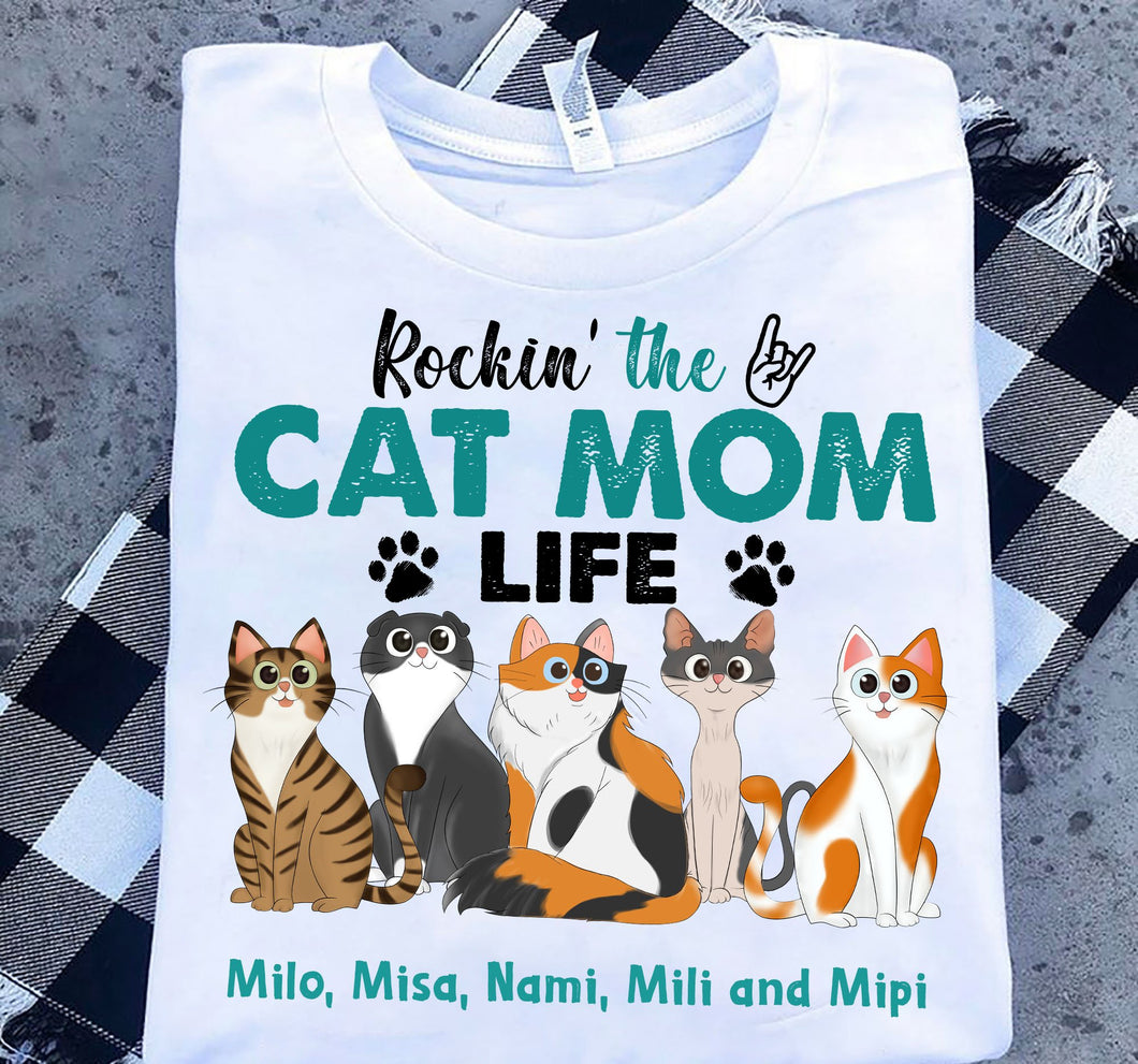 Rockin' The Cat Mom Life Personalized Shirt